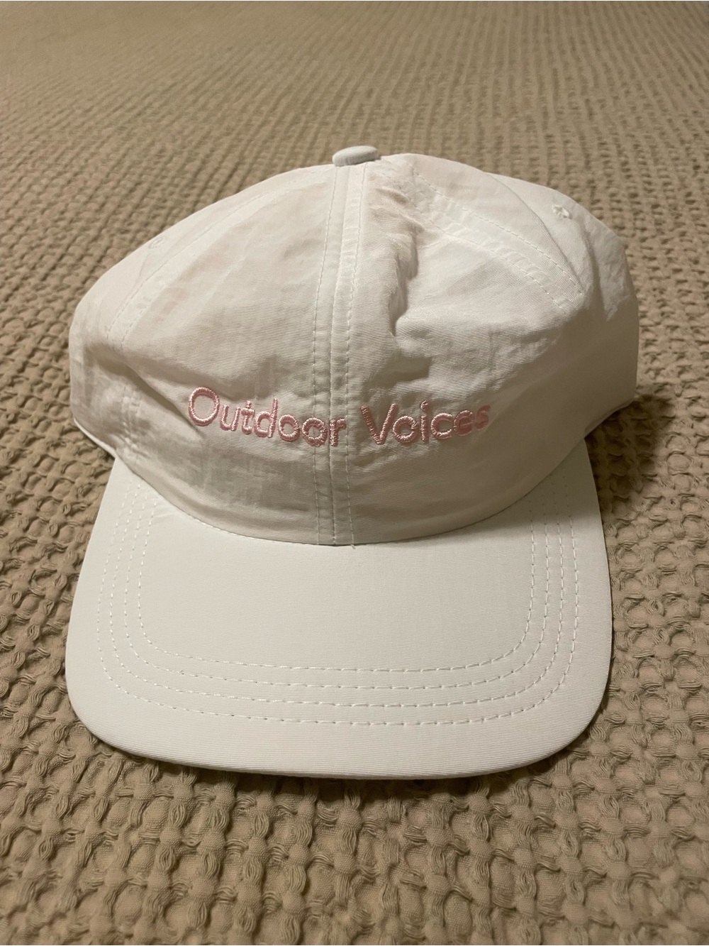 NWT Outdoor Voices White Hat with Pink Embroidered Logo